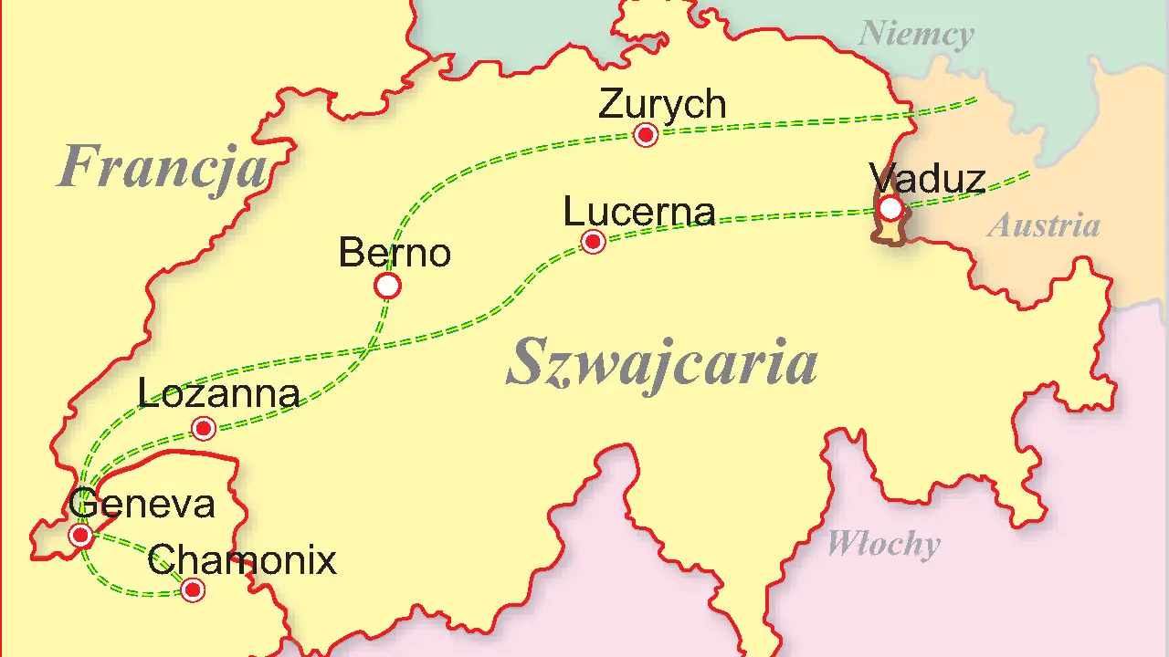 Lichtenstein, Szwajcaria, Francja - Alpejska kraina